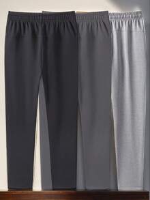 3 件套男友风格男士休闲抽绳腰运动 3/4 裤，2024 年秋季新品 - 深灰色 - 查看 2