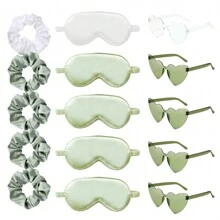 15 Stücke Brautjungfer Bademantel Set mit 5 Stücke Schlafmaske, 5 Stücke Elastikhaarbänder und 5 Stücke Brillen für den Hochzeitstag, Hochzeitsvorbereitungen, Junggesellenabschiede, Cosplay, Kostümpartys, Aufführungen