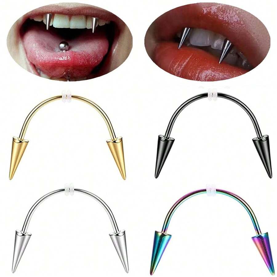 Cincin Gigi Berduri Vampir Baja Tahan Karat Gaya Punk untuk Mulut, Bibir, Kuku, Senyum, Tindik, Gaya Gotik, Taring Halloween, Perhiasan Tubuh, Hadiah - beberapa warna - View 1