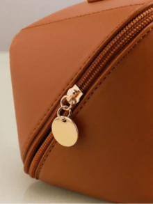 Túi đựng mỹ phẩm bằng da PU, dung tích lớn, túi đựng mỹ phẩm du lịch di động, dùng khi đi du lịch, túi đựng đồ trang điểm, túi đựng mỹ phẩm, túi đựng đồ đi nghỉ, túi đựng đồ trang điểm dung tích lớn, hộp đựng đồ trang điểm, đựng son môi, cọ, chăm sóc da, điện thoại di động, tiền xu, đồ dùng nhỏ, dùng cho gia đình, quà tặng, kỳ nghỉ và lễ hội, sử dụng đa chức năng cho Halloween, Giáng sinh - Màu nâu  Mocha - Xem 7