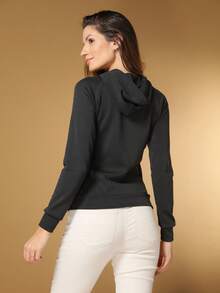 Jacket, Neoprene Blouse With Zipper, Gym, Stroll, Etc. - 黑色 - 查看 5