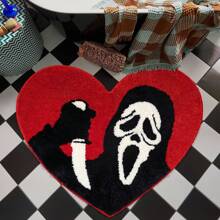 DeramHy home DeramHy Home 1 Stück Halloween Badezimmer Teppiche Schwarz Rot Badteppich Rutschfest, 71 x 84 cm Lustiger Totenkopf Badteppiche Waschbar Saugfähig Gothic Deko Gruselige Geschenke Nightmare Before Christmas Heim Dekoration