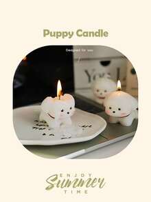 Dog Shape Scented Candle, Suitable For Desk And Home Decor - White - View 3