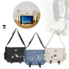 Saco De Mensajero De Nylon Mujer Mochila Coreana, Kawaii, bolso de lona con asa, bolso grande de gran capacidad, bolso reutilizable, bolso de tela, perfecto para el uso diario y los viajes, bolsos de tela para estudiantes, con múltiples compartimentos, perfecto para la playa, la escuela, el trabajo y el uso diario - Azul - Ver 2