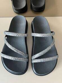 Women's Flatform Glitter Comfort Papete Sandal - 黑色 - 查看 3