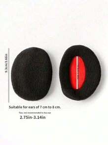 1 Pair Solid Color Plush Earmuffs For Women, Suitable For Outdoor Warmth And Cold Protection In Autumn And Winter. Halloween - Black - View 4