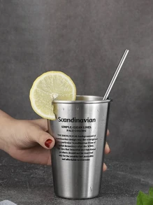 1 件不锈钢杯，Ins 风格果汁杯，防摔玻璃杯，咖啡或冷饮杯，无吸管无盖 - 銀色 - 查看 6