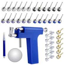 Ear Piercing Tool Stainless Steel Ear Piercing Gun With 18 Pairs Ear Stud For Salon And Home Use - Small Blue Gun + 18 Pairs Of Earrings - View 1