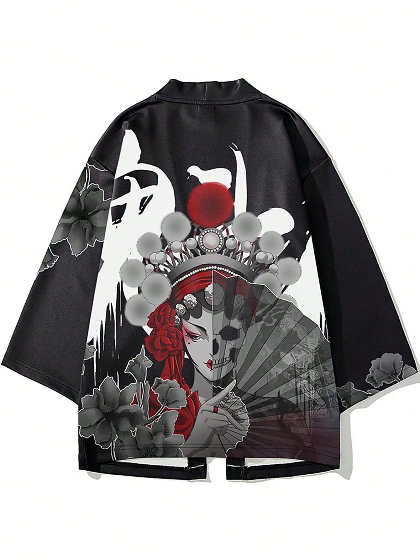 Kimono Accappatoio In Satin Con Stampa Pavone E Fiori - TRIFOLIUM - Rosa Baby, Taglia XL (IT 54-56, Modello NG8701) - 3