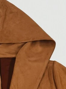 Rusttydustty Plus Size Women Brown Faux Suede Bohemian Jacket For Autumn/Winter - Mocha Brown - View 9