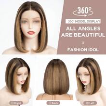 Bob Lace Front Wig Human Hair Pre Plucked 10 Inches Short Bob Wig For Women Glueless T Part HD Lace Brazilian Virgin Human Hair Natural Black - Hight Light - View 3