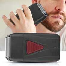 Reciprocante máquina de afeitar eléctrica retro doble cabeza 4D empuje calva blanca máquina de afeitar recargable USB para hombres - Negro - Ver 4