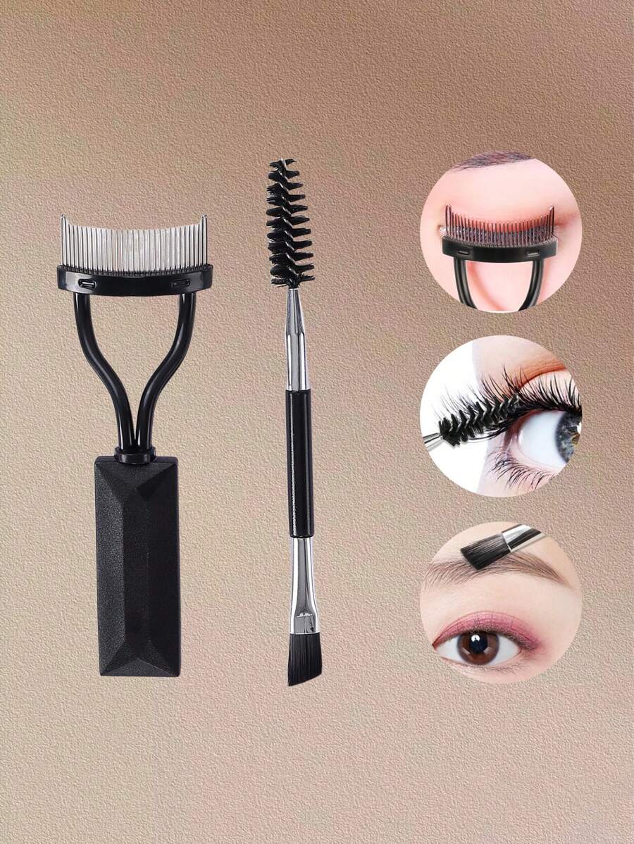 1 Pc Black Eyelash Comb + 1 Pc Double-Ended Eyelash Brush - Black - View 1
