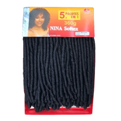 Cabelo Cacheado Nina Softex Pacote 5 em 1 Crochet Braid 360g com Agulha