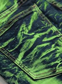 Jeans de mezclilla vintage desgastados y a la moda para hombres - Verde - Ver 3