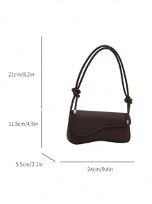 Fashionable Solid Color Asymmetric Flap Adjustable Shoulder Bag, Suitable For Shopping, Wallet Storage, Young Women, College Students, Newlyweds, Office Ladies, Etc. Also Suitable For Office, University, Work, Business, Commuting, Outdoor, Travel And Picnic Occasions. - Coffee Brown - View 4