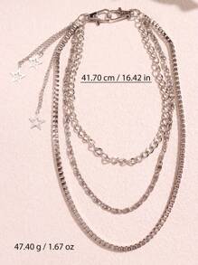 1pc Punk Rock Multi-Layer Silver Metal Hollow Star Pants Chain, Gothic Fashion Accessory Halloween Fathers Day Gift School