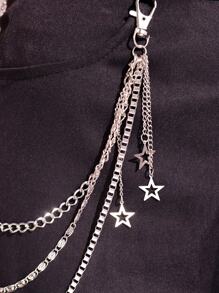 1pc Punk Rock Multi-Layer Silver Metal Hollow Star Pants Chain, Gothic Fashion Accessory Halloween Fathers Day Gift School