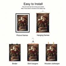 Bộ 3 tấm áp phích nghệ thuật Giáng sinh cổ điển - Tranh in vải canvas Giáng sinh cổ điển - Mô hình nhà tranh Giáng sinh, Ông già Noel, Bó hoa Giáng sinh, Đồ trang trí Giáng sinh mộc mạc, Đồ trang trí nhà cửa, Không có khung - Nhiều màu - Xem 4