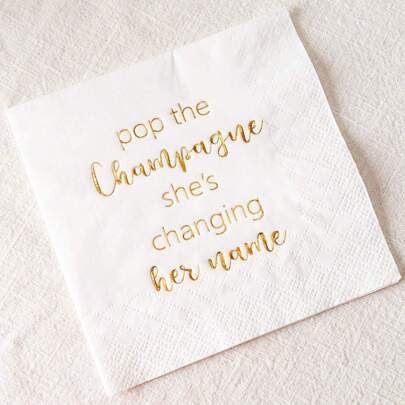 20Pcs White And Golden Wedding Napkins , Bridal Shower Cocktail Napkins Bachelorette Dessert Napkins Golden Foil Bachelorette Bridal Shower Engagement Party Decoration Party Supplies,Christmas