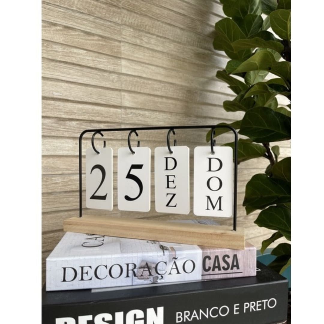 PERMANENT DESK CALENDAR WITH DATE, MONTH AND DAY OF THE WEEK, WOODEN HOME OFFICE DECORATION - 黑色 - 查看 1