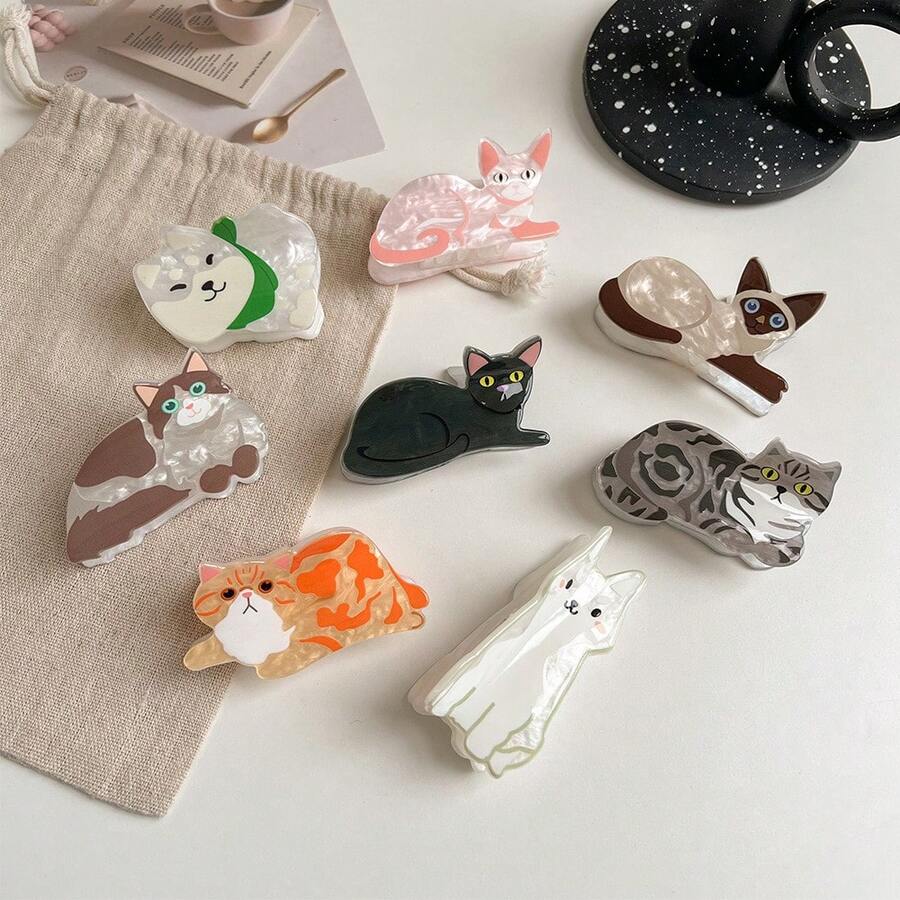 1 kẹp tóc hình mèo và chó dễ thương cỡ trung bình phụ kiện trang trí Halloween