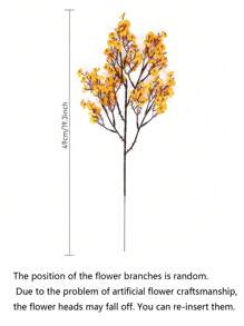 4 piezas - Flores artificiales de gypsophila de color amarillo otoñal, decoración de boda, flores artificiales que se pueden usar para hacer ramos DIY, decoración de cocina, oficina, dormitorio, centros de mesa, decoraciones de otoño, flores artificiales, manzanita amarilla, plantas artificiales, decoración del hogar, Acción de Gracias, Halloween, Navidad, temporada de bodas, decoración de muebles