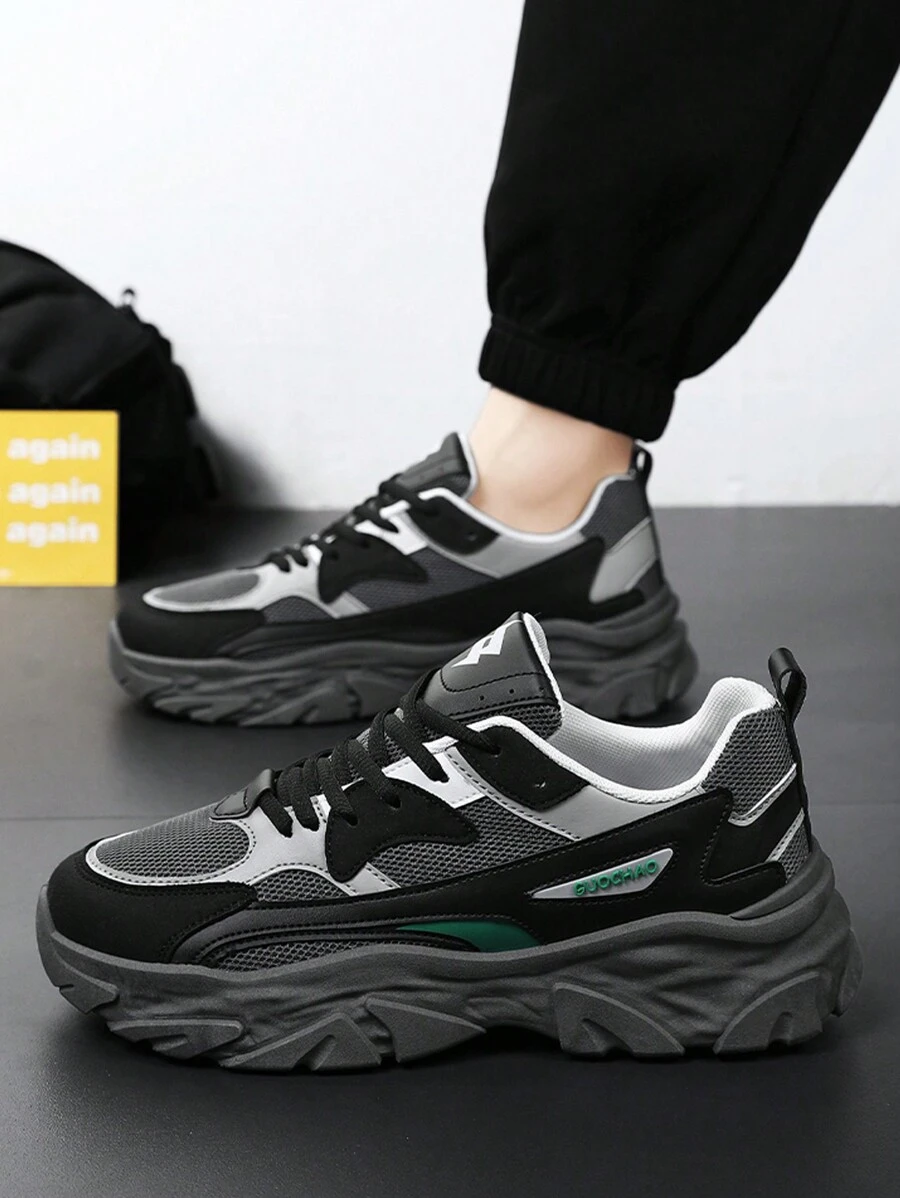 New 4-Season Casual Sport Shoes, Fashionable Student Shoes, Versatile Breathable Chunky Sneakers - Grey - View 1