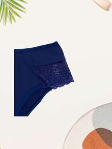 Plus Size Sun Panties In Microfiber And Lace - Màu xanh hải quân - Xem 2