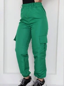 HAYLA Women's Tactel Cargo Jogger Pants With Pockets Wide Leg Bomber Basic Bomber - 綠色 - 查看 1