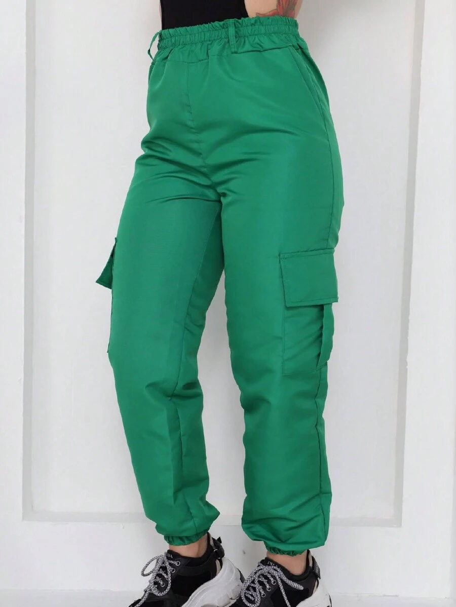 HAYLA Women's Tactel Cargo Jogger Pants With Pockets Wide Leg Bomber Basic Bomber - 綠色 - 查看 1