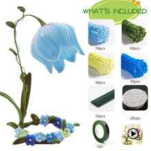 超值装 212 件扭杆铃兰花灯笼装饰 DIY 手工套装，管道清洁花套装，包括 70 种花色、50 种橄榄绿、30 种黄色、30 种装饰色、升级绒毛雪尼尔茎、10 根花茎、1 个花园胶带（附 1 个分步视频），手工制作的装饰品，非常适合家居装饰、节日礼物 - 彩色 - 查看 6