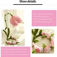 超值装 212 件扭杆铃兰花灯笼装饰 DIY 手工套装，管道清洁花套装，包括 70 种花色、50 种橄榄绿、30 种黄色、30 种装饰色、升级绒毛雪尼尔茎、10 根花茎、1 个花园胶带（附 1 个分步视频），手工制作的装饰品，非常适合家居装饰、节日礼物 - 彩色 - 查看 7