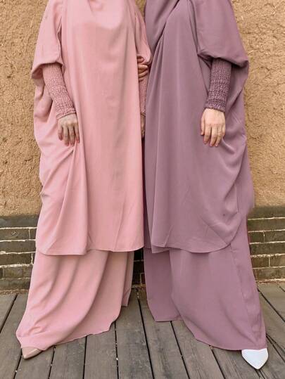 1 pièce Abaya ample avec poignets élastiques pour femmes, convient à tous les types de morphologie, confortable pour une utilisation quotidienne