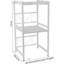 Expandable Microwave Shelf, 3 Tier Microwave Oven Rack Stand Storage Holder Kitchen Corner Shelf Desktop Printer Shelf Rack, Bakers Rack (White) - White - View 3