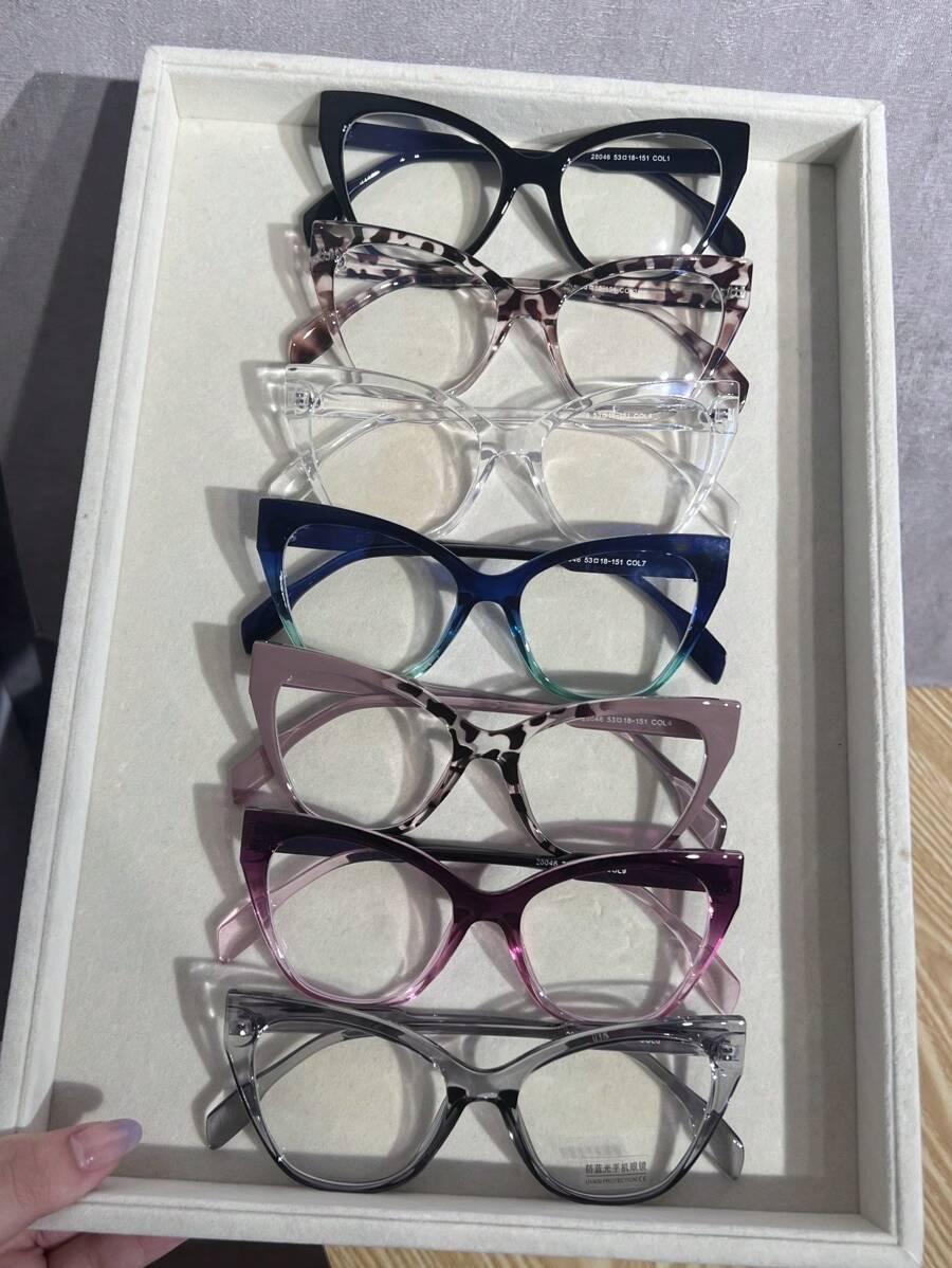 1pc/2pcs Oversized Cat Eye Lightweight Blue Light Blocking Transparent