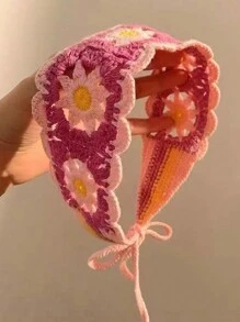 1pc Boho Handmade Floral Headband, Suitable For Daily Wear And Spring Outings, Valentine's Day/Headband/Sweatband/Autumn & Winter Headband/Hair Accessory, Suitable For Women's Holiday Outfits, Elegant Scarf/Women's Headscarf/Soft Headband Fashion Hair Band - Pink Purple - View 26