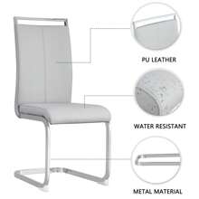 MUUOKY Modern Dining Chairs Set Of 4, PU Leather Dining Chairs, Upholstered Kitchen Chairs With High Back, Modern Armless Side Chairs With Silver Metal Legs, Dining Chair Set For Living Room, Dining Room, Bedroom, Kitchen, Easy To Clean, Easy To Assemble, Home Decor, Thanksgiving, Halloween Decoration, Gifts - 淺灰色 - 查看 5