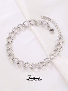1pc Punk Style Stainless Steel Thick Chain Bracelet, Women's Friendship Gift - Bracelet - View 13