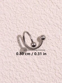 1pc Stainless Steel Conical Lip Ring Piercing Jewelry For Women - Silver - View 14