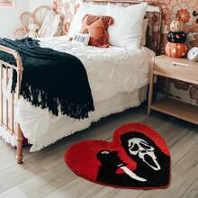 DeramHy home DeramHy Home 1 Stück Halloween Badezimmer Teppiche Schwarz Rot Badteppich Rutschfest, 71 x 84 cm Lustiger Totenkopf Badteppiche Waschbar Saugfähig Gothic Deko Gruselige Geschenke Nightmare Before Christmas Heim Dekoration