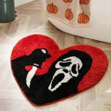 DeramHy home DeramHy Home 1 Stück Halloween Badezimmer Teppiche Schwarz Rot Badteppich Rutschfest, 71 x 84 cm Lustiger Totenkopf Badteppiche Waschbar Saugfähig Gothic Deko Gruselige Geschenke Nightmare Before Christmas Heim Dekoration