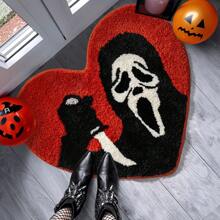 DeramHy home DeramHy Home 1 Stück Halloween Badezimmer Teppiche Schwarz Rot Badteppich Rutschfest, 71 x 84 cm Lustiger Totenkopf Badteppiche Waschbar Saugfähig Gothic Deko Gruselige Geschenke Nightmare Before Christmas Heim Dekoration