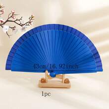 1pc Solid Color Wooden Folding Fan, Simple Design Classical Plain Color Folding Fan Halloween - Multicolor - View 11