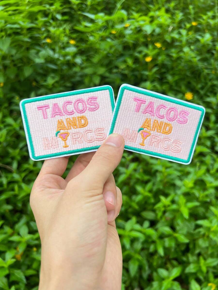 2pcs Tacos And Margs Embroidery Iron On Patches, Girly Funny Patch For