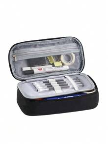 1pc Large Pencil Case, High Capacity Pencil Pouch, Stationery Pen Bag, Large Storage Capacity Bag, Fashionable Pencil Box For Girls - Black - View 4