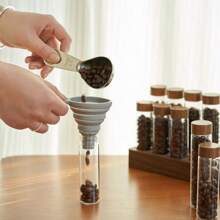 6/12 件带盖核桃木底座咖啡包架 - 可重复使用的玻璃储存容器，用于存放新鲜咖啡豆，包括展示架 - 非常适合厨房和餐厅装饰