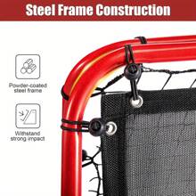 Double Sided Rebounder Net For Football Training Equipment, Multi-Skills Rebounder Training, Target Soccer Goal Kickback, Adjustable Practice Goalkeeper Coaching Rebound Net - Double-sided Red - View 2
