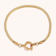 1 pieza Collar con colgante en forma de O de cadena de acero inoxidable con cierre de resorte, para mujer, adecuado para citas, fiestas y trabajo