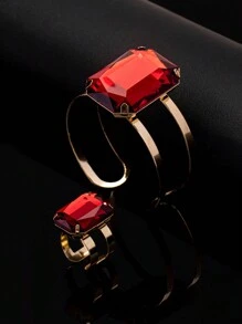 Anillos y pulseras con forma de cuadrados multicolores de cristales exagerados, estilo de moda para uso diario, oficina, fiesta, boda, vacaciones, regalo - pedrería - Ver 10